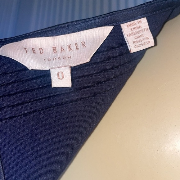 TED BAKER- Women’s Dark Blue Inan Textured Bardot Dress size O - Picture 12 of 12